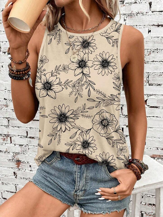 Beige floral tank