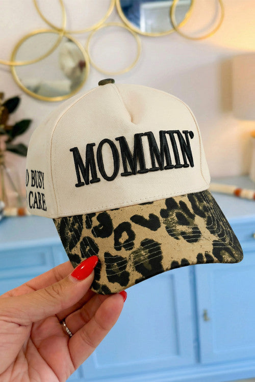 Black MOMMIN Embroidered Leopard Contrast Brim Baseball Cap