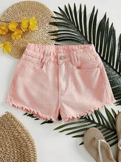 Light pink denim shorts