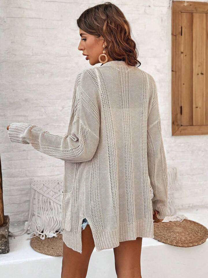 Open knit cardigan sweater