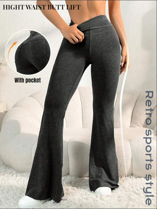 Charcoal flared stretch pants