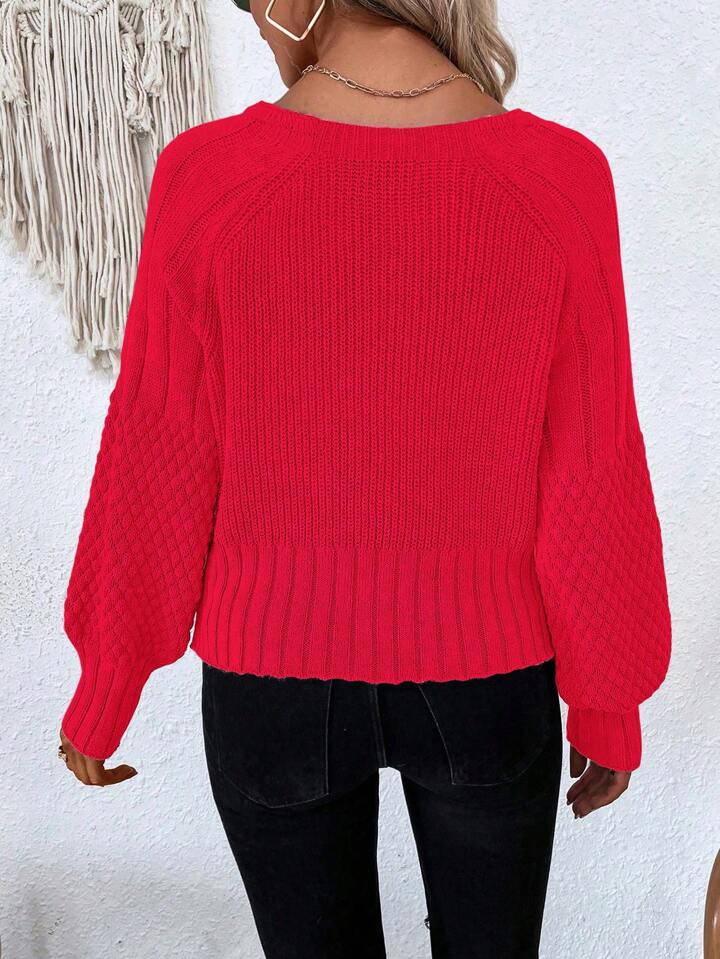 red button up sweater