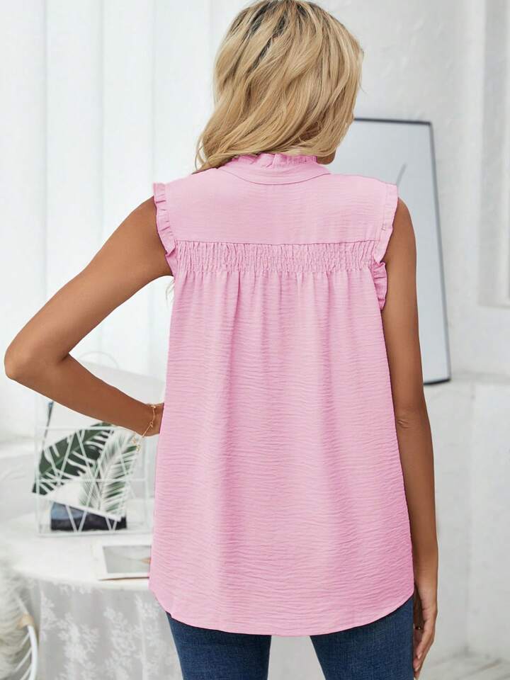 Baby pink ruffle sleeve tank (s-2x)