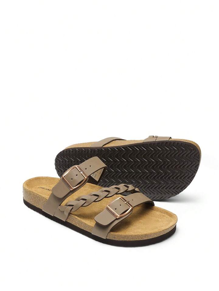 Tan braided strap sandal