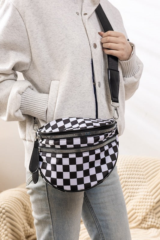 Black checkered crossbody bag/purse