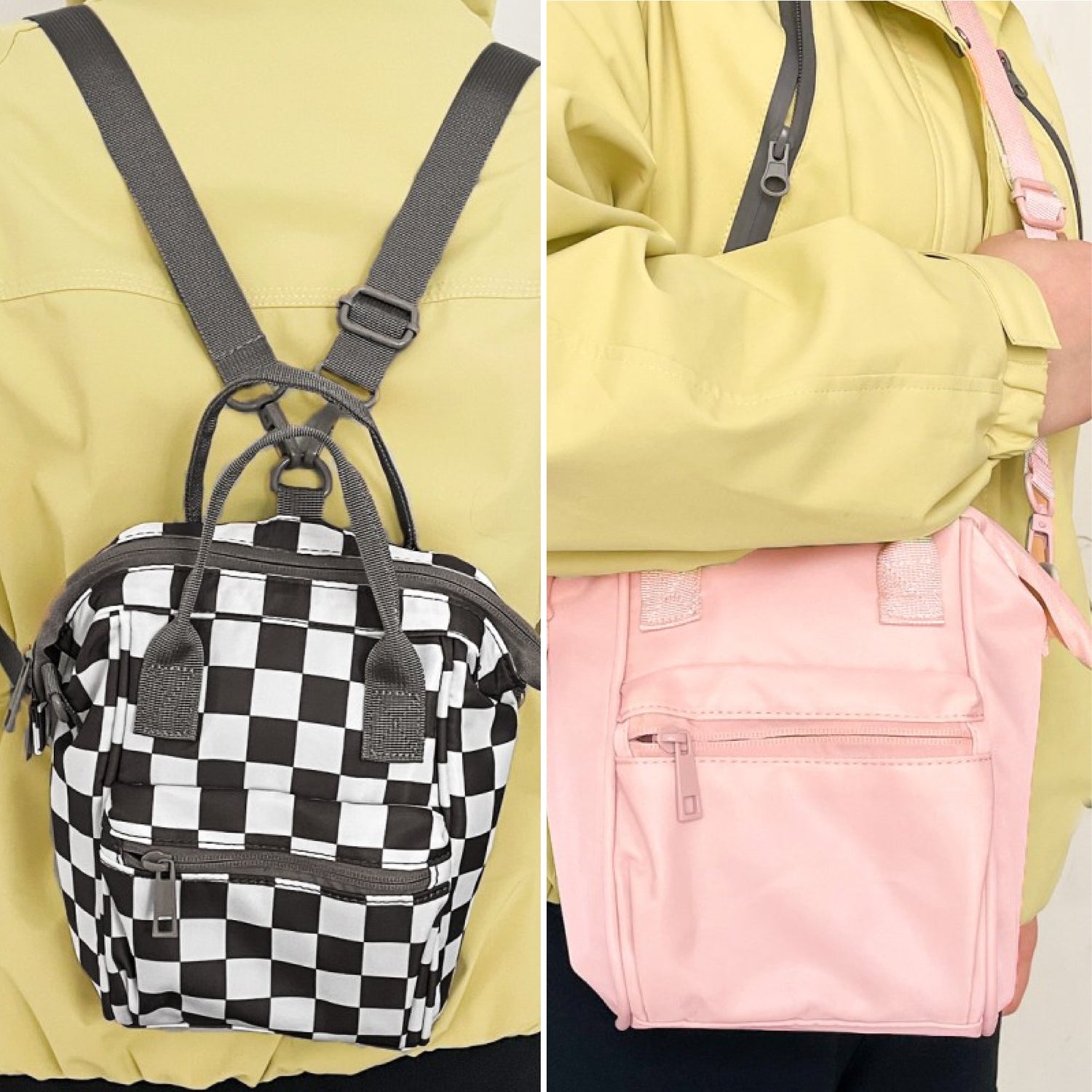 Backpack/purse 2in1 (black checkered or pink)