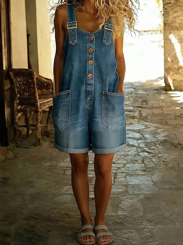 Denim oversized overall shorts (2 colors)