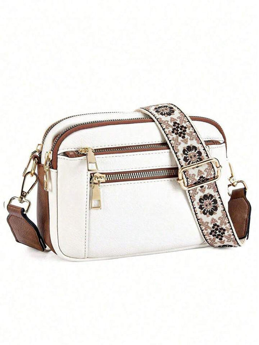 White purse w/detailed strap