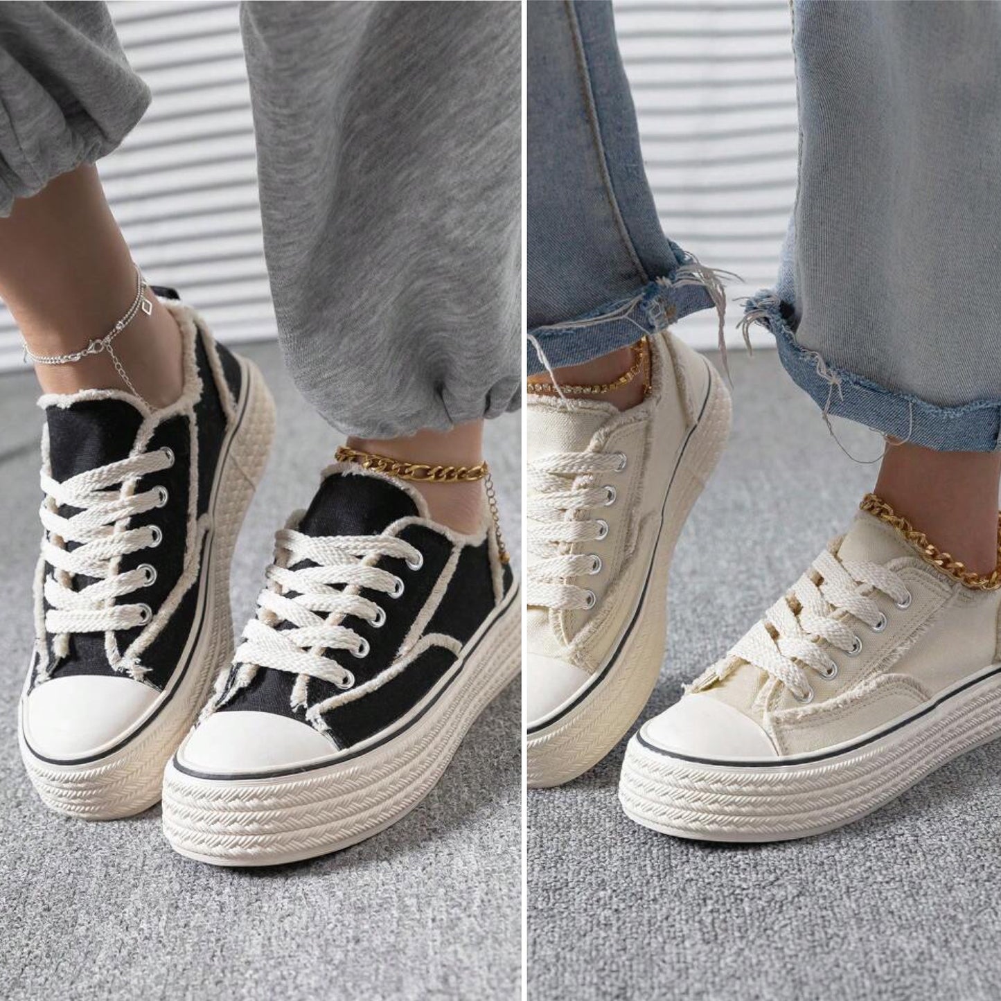 Black/Ivory platform shoe