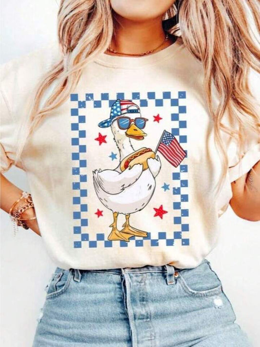 Red white and blue duck tshirt