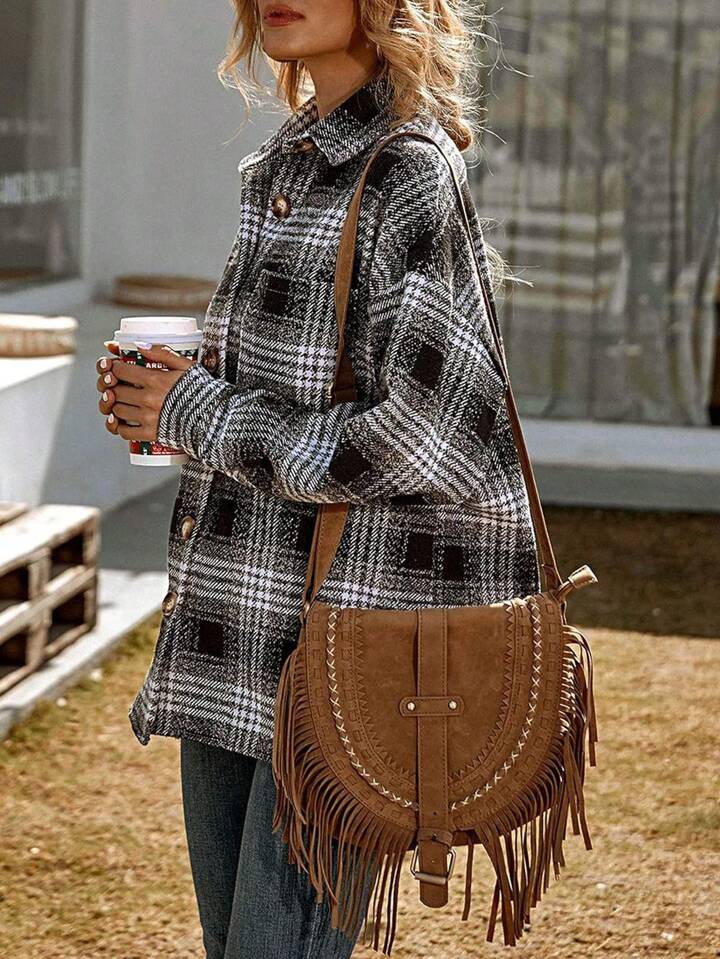 Black & white plaid shacket