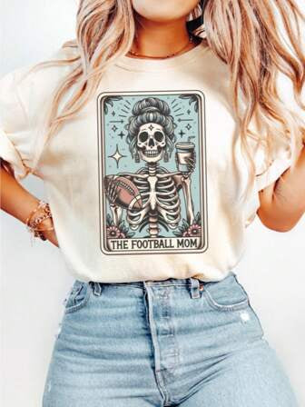 Skeleton football mom tshirt