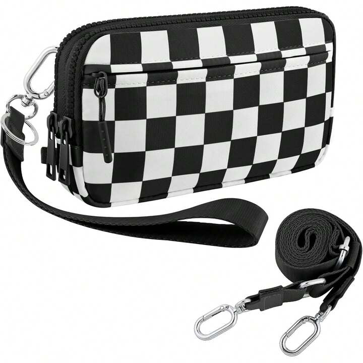 Checkered crossbody or wristlet