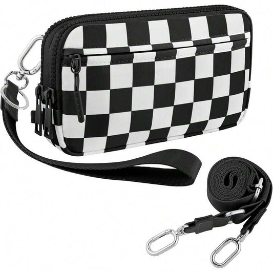 Checkered crossbody or wristlet