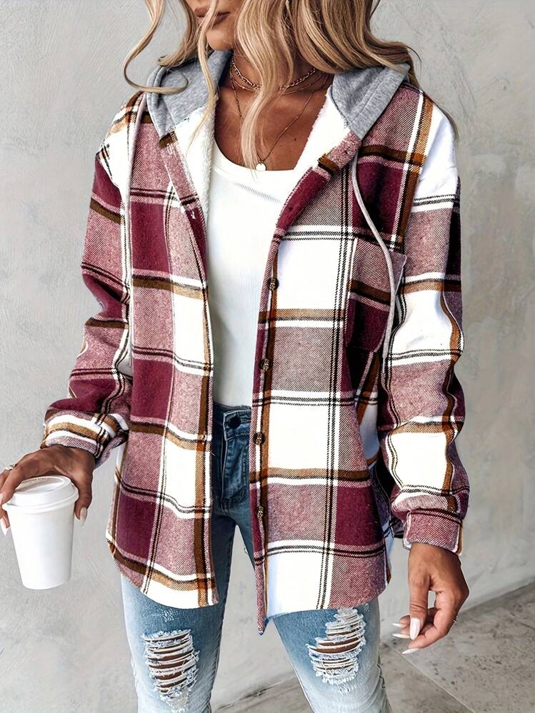 Maroon lined shacket